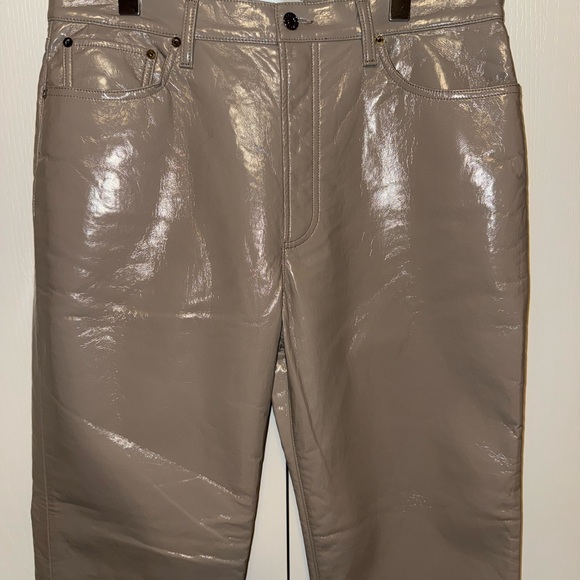 AGoldE - Brand New Recycled Leather 90's Pinch Waist Jean in Quail Patent - Picture 3 of 16